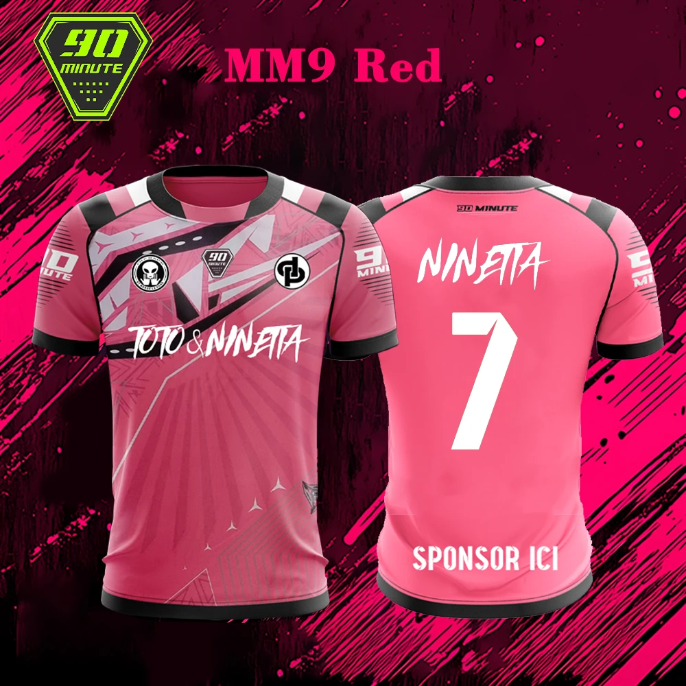 MM9 JUL 90분 3D 프린트 스포츠 속건성 통기성 남성 티셔츠 축구 유니폼 부모-자식 반팔 의류 탑 여름