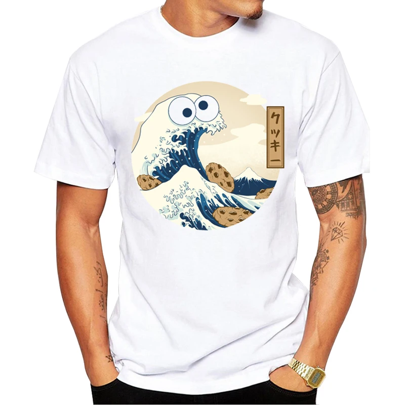 TEEHUB Neue Mode Cookiegana Welle Männer T-Shirt Hipster Kanagawa Welle Gedruckt T shirts Kurzarm O-ansatz Tops Cool T-shirts – Detail 1