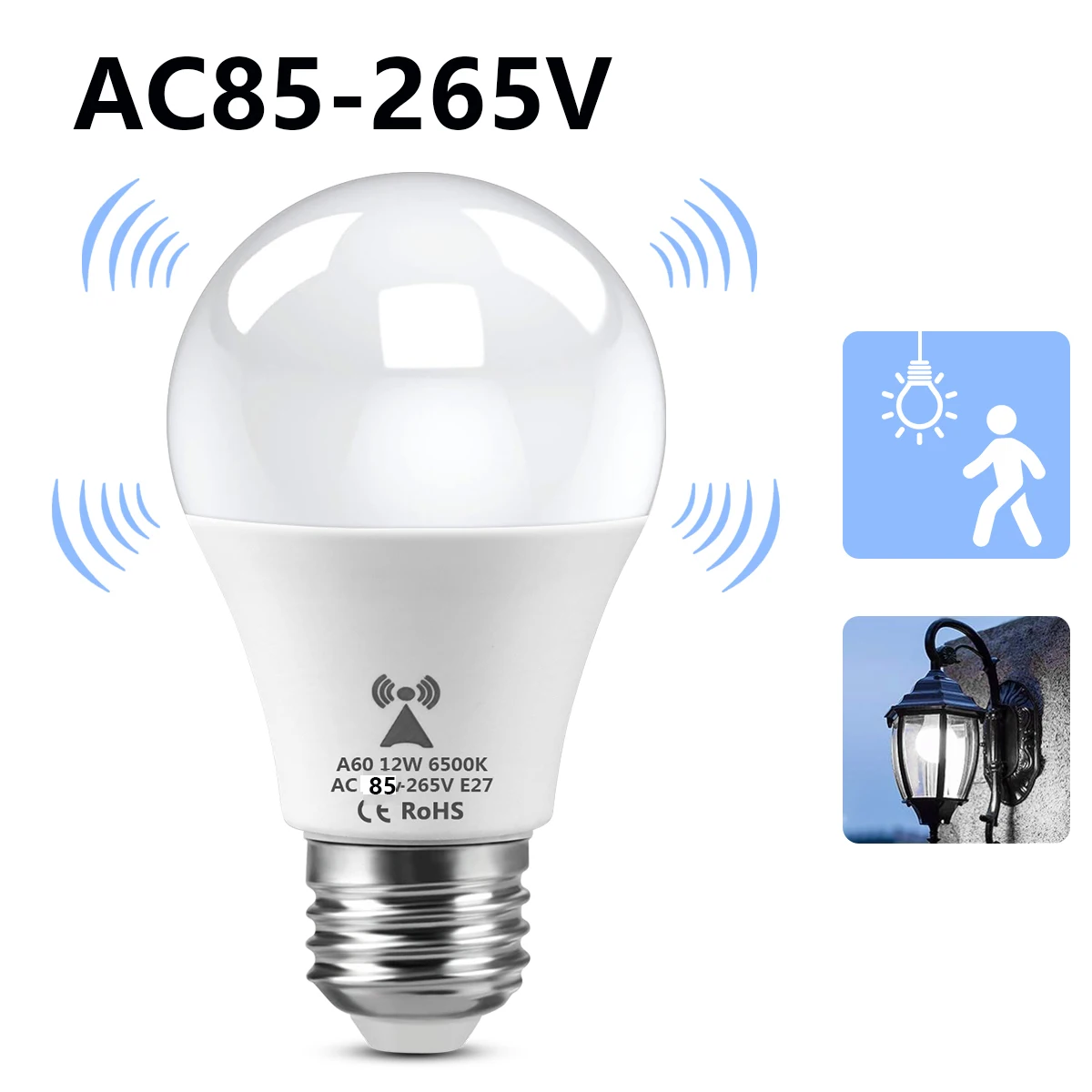AC 110V-220V Radar Detection LED Emergency Lamp Motion Sensor Bulb E27 luz emergencia Bathroom / Garage / Stairs Emergency lights