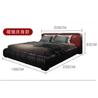 Chambre à coucher noire lit Double minimaliste fantaisie tables de nuit 180x200 lit rembourrage têtes de lit Camas matrimoniales accessoires pour la maison 5