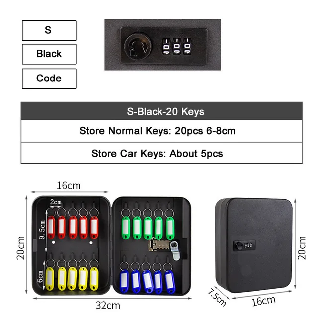 Key Safe Box New Multi Keys Storage Box Password Spare Car Keys Storage Organizer Box for Home Office Factory Store Use 6