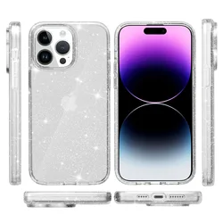 Glitter Bling Anti - Fall Clear Phone Case with Hard Back and Soft Frame - iPhone Air (Glitter White)