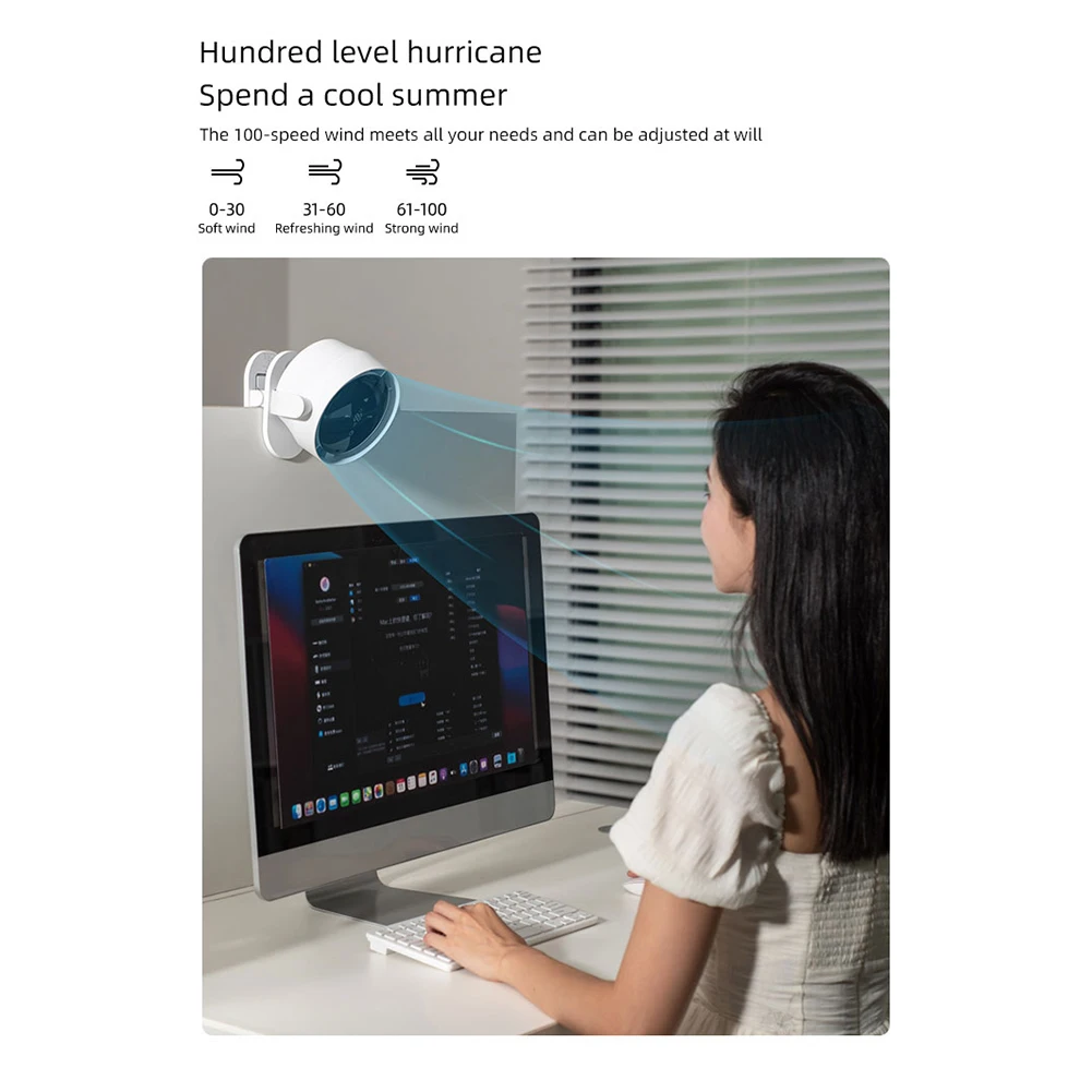 High-Speed Fan with Clip Intelligent Digital Display Rotating Fan Silent Wall Mounted for Bedroom Office Home Dormitory