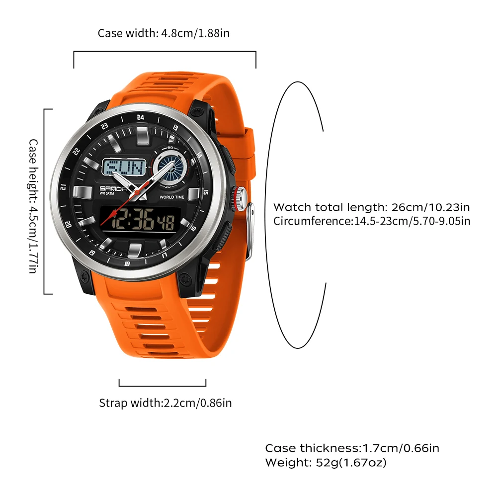 Sanda Fashion Brand Sport Electronics Watches For Men Outdoors Analog Digital Man Watch Luminous Waterproof Backlight Wristwatch, Alina Gadgets
