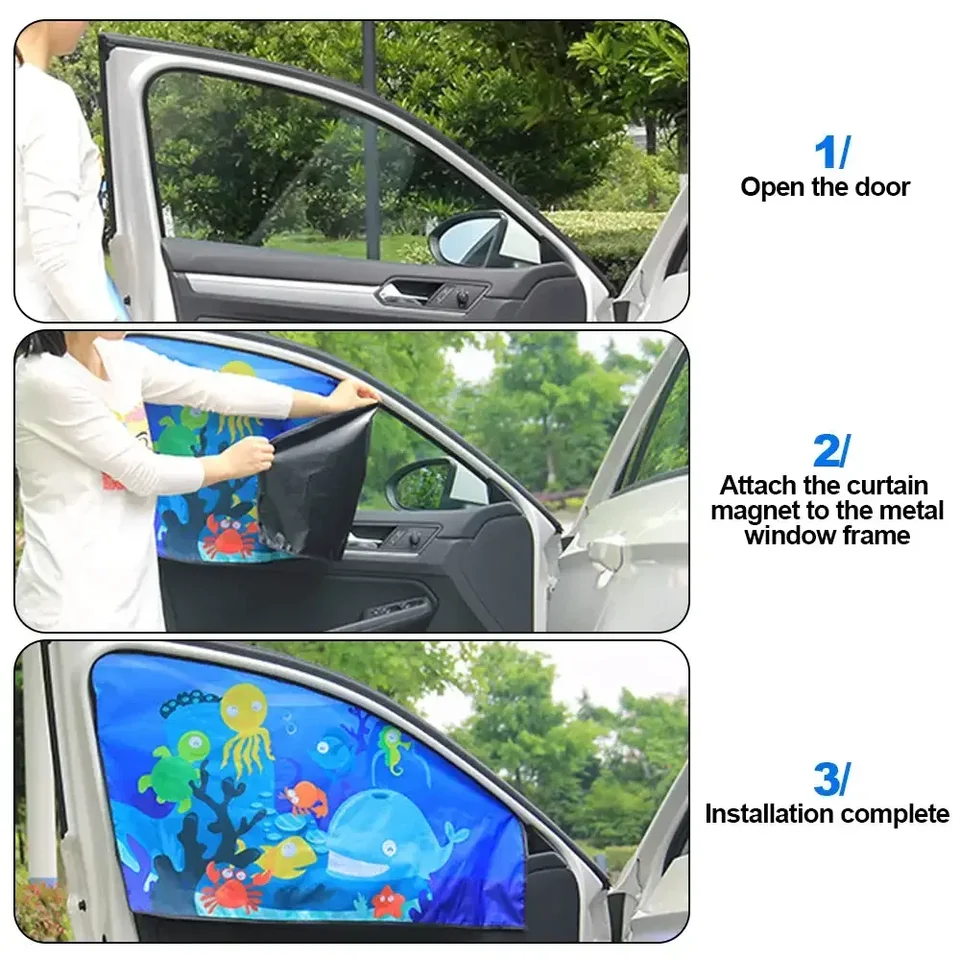 Magnetic Car Window Shade For BMW 2 Series F45 2013-2021 - 4-Piece Sun Shade Set For Front & Rear Windows, UV Protection