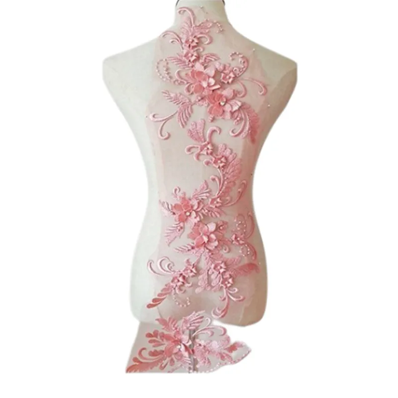 Handgefertigte Perlen 3D Hochzeitskleid-Applikation, DIY Braut-Kopfschmuck, Spitzenkragen, Stoffaufnäher, RS1780