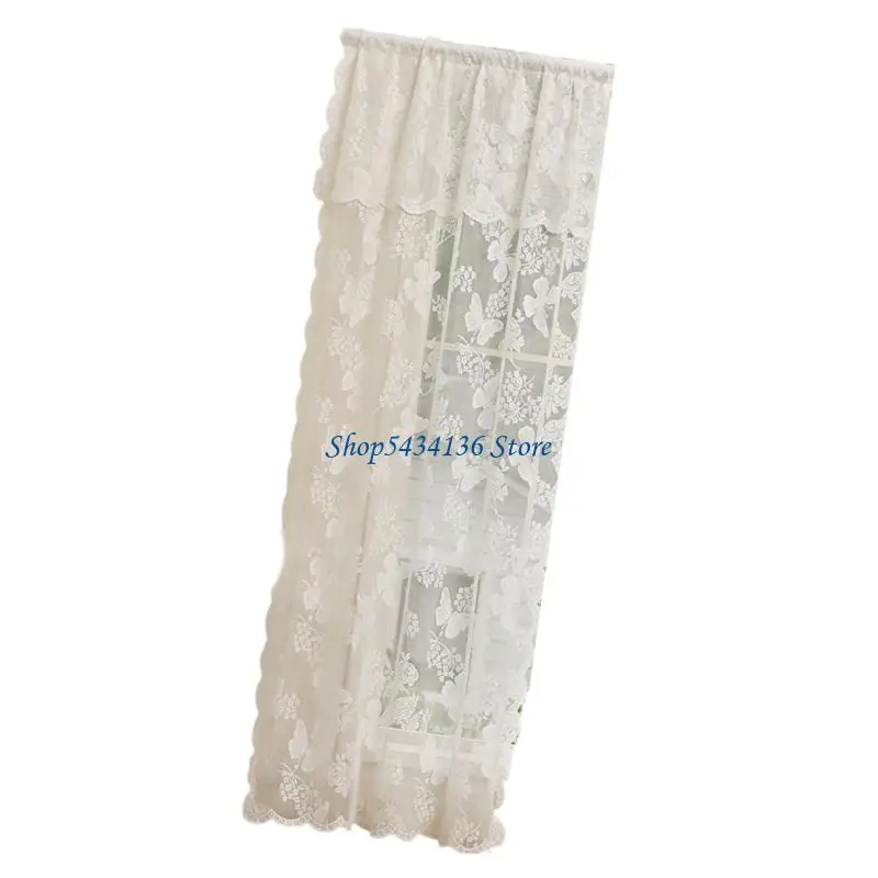 H7ED Lace Fenster Panel Blackouts Spitzenvorhang bestickter schiere Vorhang fertiggestellt – Detail 7