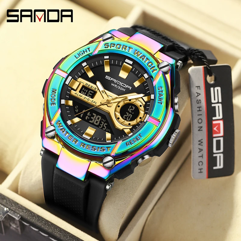 

SANDA 2023 New Luxurious Men's Watches 50M Waterproof Quartz Wristwatch Sport Casual Military LED Digital for Men's Watch 3123
