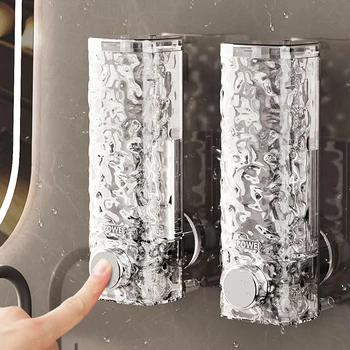 ใหม่ 450ML No-Punch ดูดถ้วยเครื่องจ่ายสบู่ติดผนัง Hand Sanitizer ขวดกดแชมพูขวดสําหรับห้องน้ําและห้องครัว 1