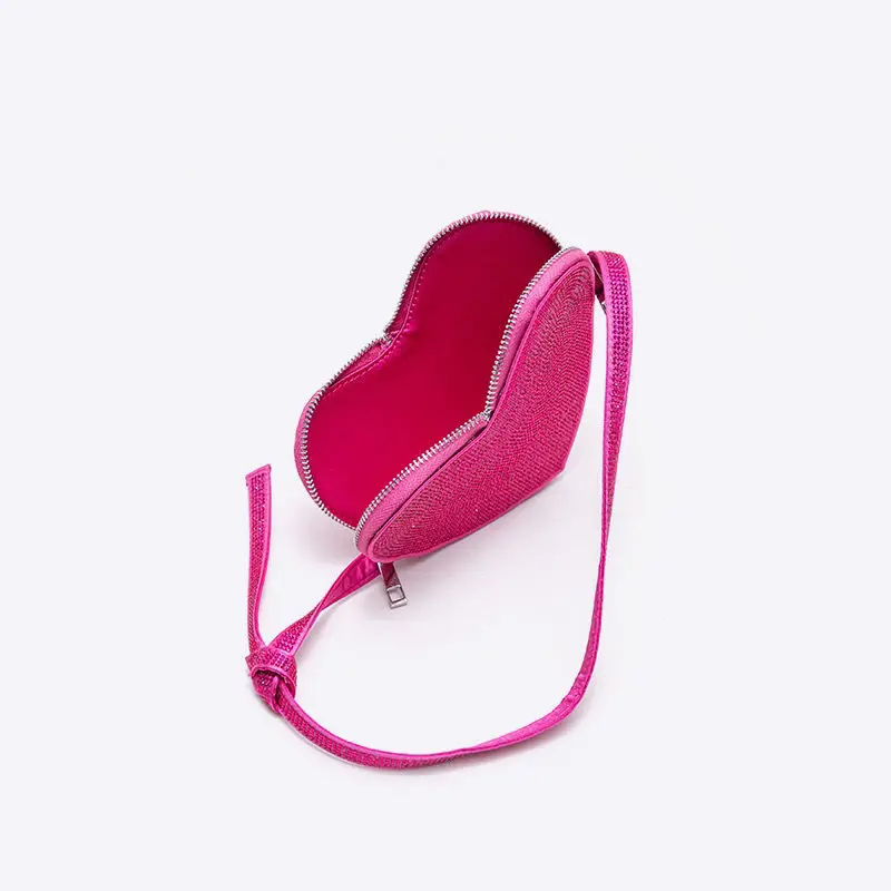 Girls Cute Kawayi Pink Heart Shape Sequins Glitter Bling Carry Bag Harajuku Lolita Y2K HighStreet Party