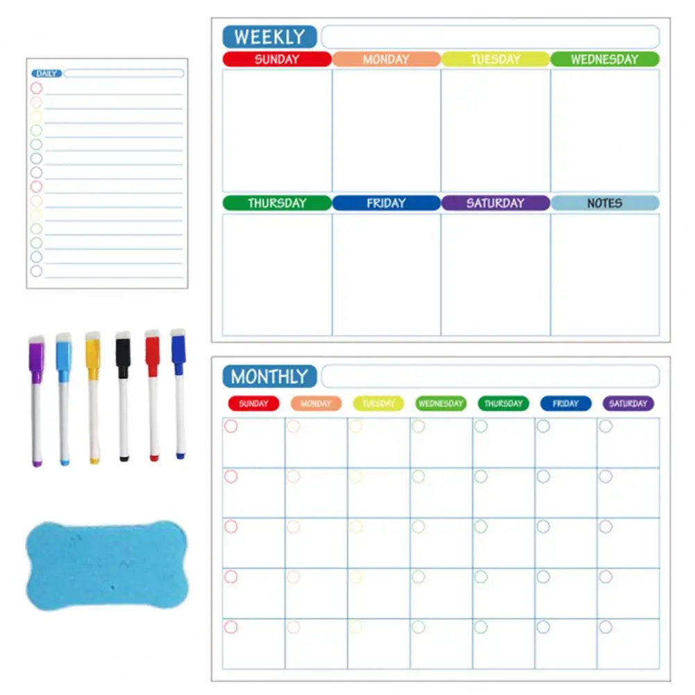 Magnet Whiteboard Kit Strong Writing Magnetic Adsorption Messaging Calendar Learning Plan Message Board Office Accessories
