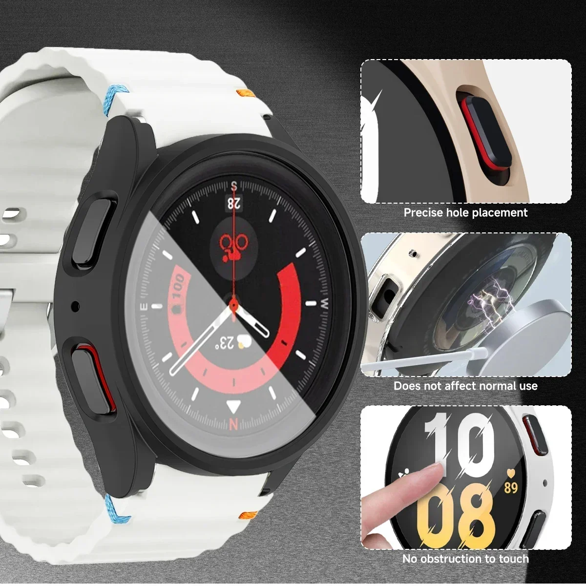 All-in-One Silicone Strap and Protective Case with Screen Protector for Samsung Watch - 2024 Edition