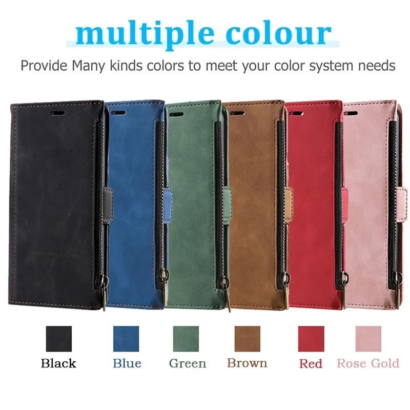 For Redmi Note 10T 10S 10 Pro Max 9S 9 S Poco M5S F3 Zipper Wallet Leather Case For Xiaomi 11T Pro Luxury Cover Mi 11 Lite Funda