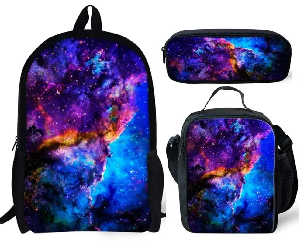 

Classic Cartoon Starry Sky 3pcs/Set Backpack Space Print School Bag Student Bookbag Teens Laptop Daypack Lunch Bag Pencil Case