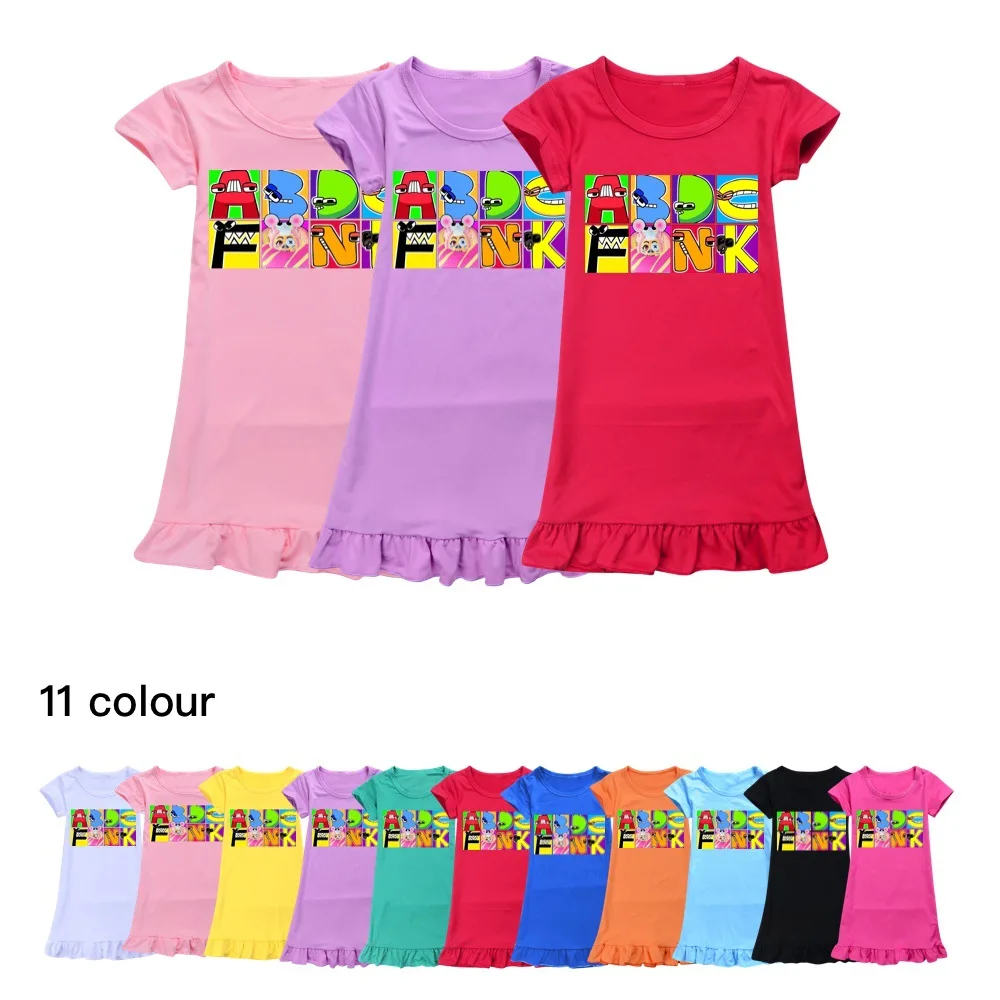 

Summer Girl Alphabet Lore Nightgown Cartoon Pajamas Dress for Kids Teenager Night Dress 3-12Yrs Baby Nightdress Children Clothin