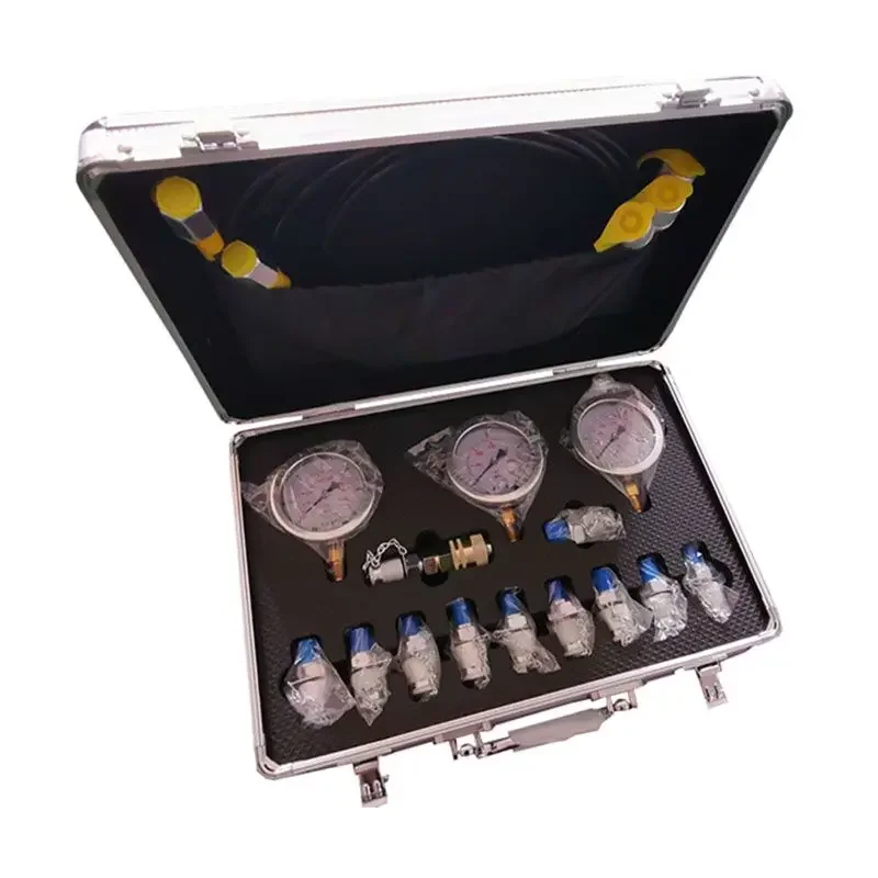 

11-joint Excavator Hydraulic Pressure Gauge Test Kit, Professional Hydraulic Measurement Toolbox for Hydraulic Machinery