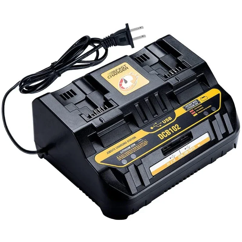 

NEW Fast charging DCB102 Li-ion Battery charger For DeWalt 12V 14.4V 18V 20V DCB105 DCB200 double charging postion with USB Port