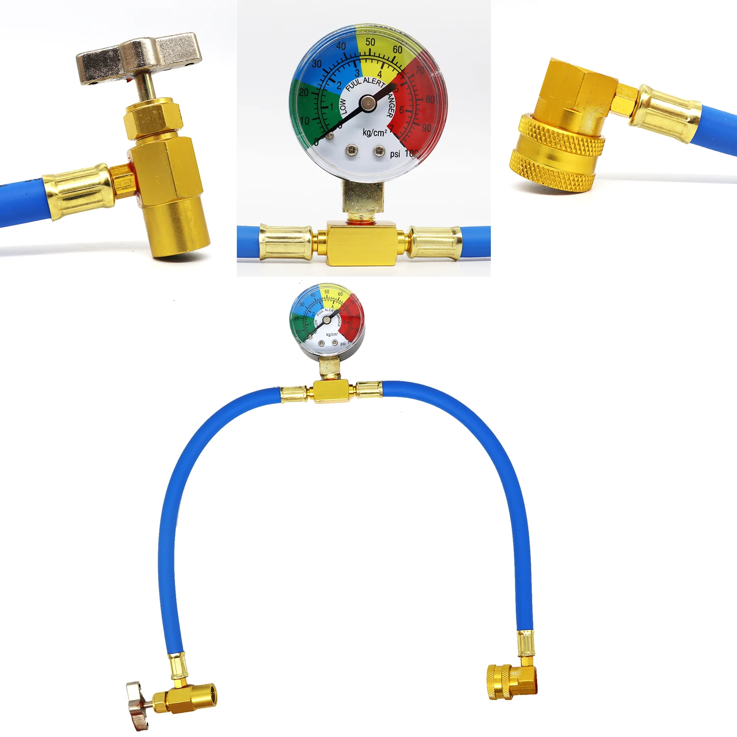 Refroidisseur de gaz de climatiseur R134A, avec jauge de mesure, tuyau de charge de réfrigérant de voiture, tuyau de Recharge AC pour voiture et Automobile