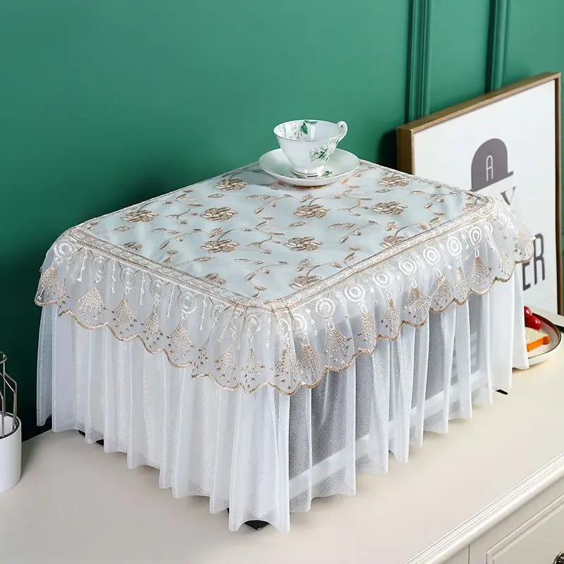 Lace Microwave Oven Cover Universal Breathable Full Covered Washable Double-layer Cloth Oil Proof Dust-proof Oven Cover ZC822