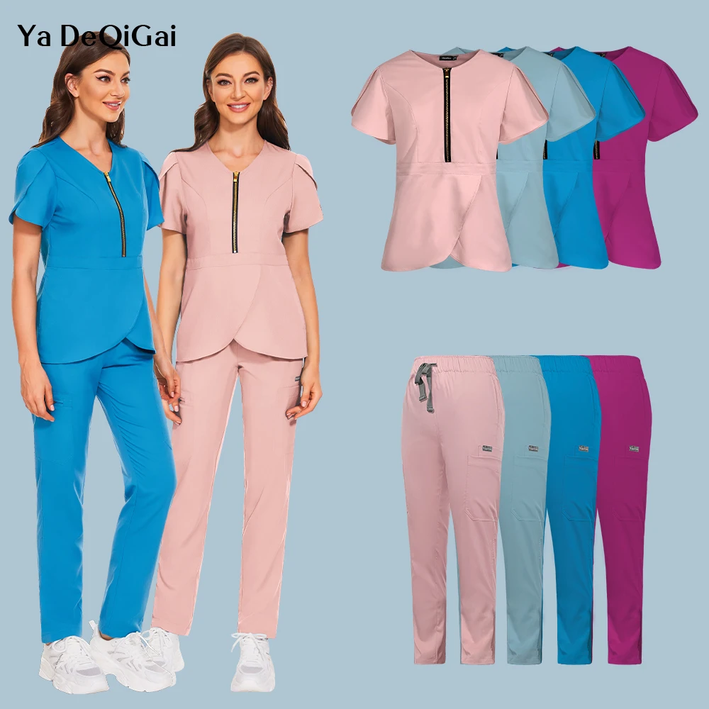 WholesaleFashionScrubSuitsHospitalUniformSetSolidColorHospital
