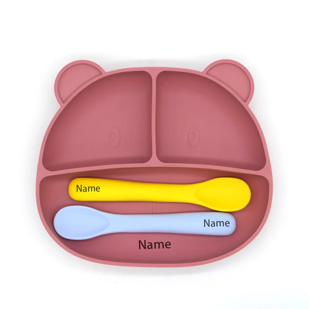 Baby Tableware Bowl Spoon Free Printing Silicone Material Personalized for Boys and Girls Holiday Gift