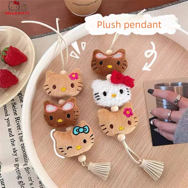 

Плюшевый брелок Hello Kitty Kawaii Sanrio Plushie, брелок с подвеской, Милая женская сумка, украшения для автомобиля, хобби коллекции