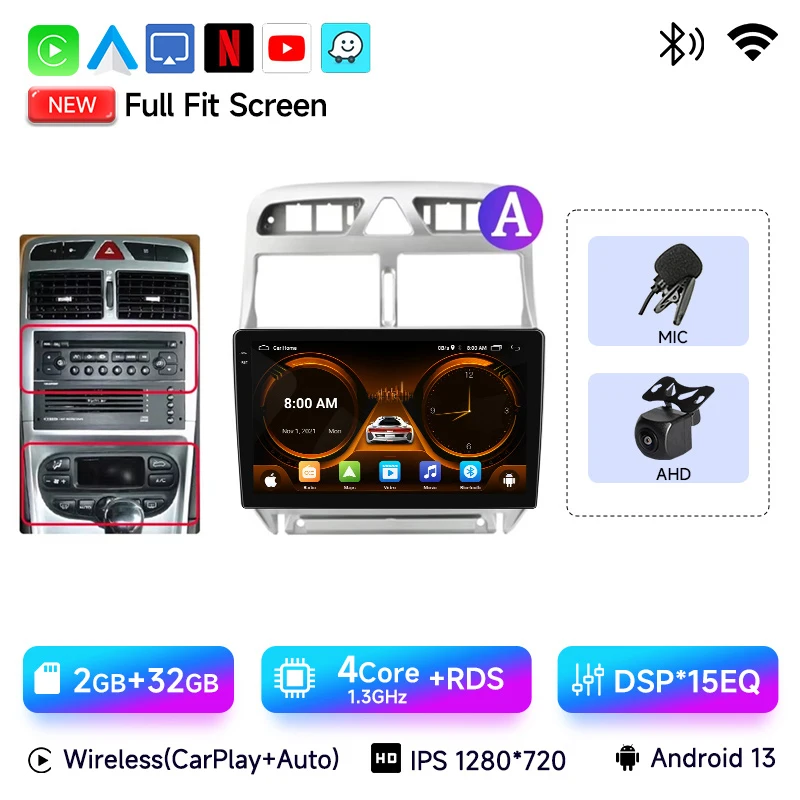 Pantalla 10.1 Pulgadas Carplay Android Auto 208 2008 Radio Android 10.1" Para Peugeot 208/2008 2012-2018 - CarPlay/Android Auto - GPS, WiFi, Cámara Incluida GPS WiFi Bluetooth