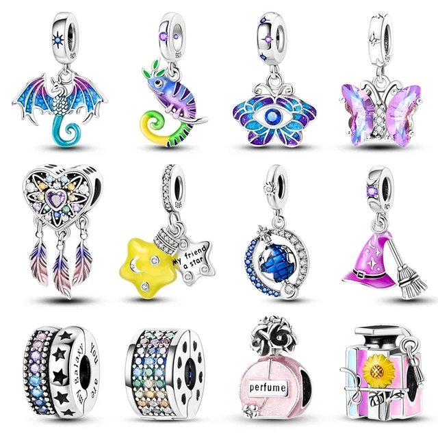 925 Sterling Silver Charms Pendants Fit Charm Bracelet Silver 925 Original  Bead Charms for Jewelry Making Gift