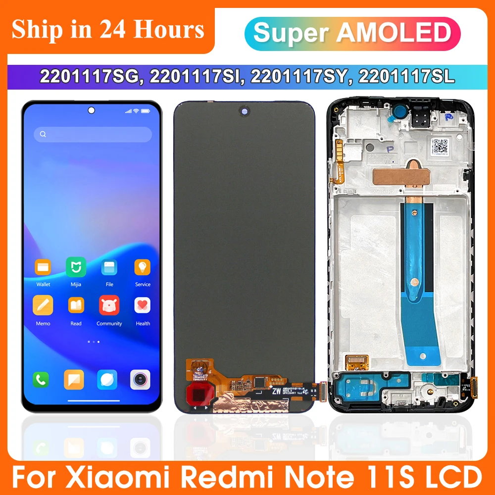 

6.43"Original For Xiaomi Redmi Note 11s LCD Display Touch Screen Digitizer Assembly Replacement For 2201117SG, 2201117SI Display