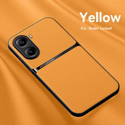 Magnetic PU Leather Ultra-Thin Shockproof Phone Cover with Camera Protection for Redmi Turbo 4 (Yellow)