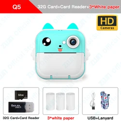 Kids' Instant Print Digital Camera - 1080P HD, Thermal Printing, Photo & Video, 32GB Memory Card Included (Q5 Standard 32G)
