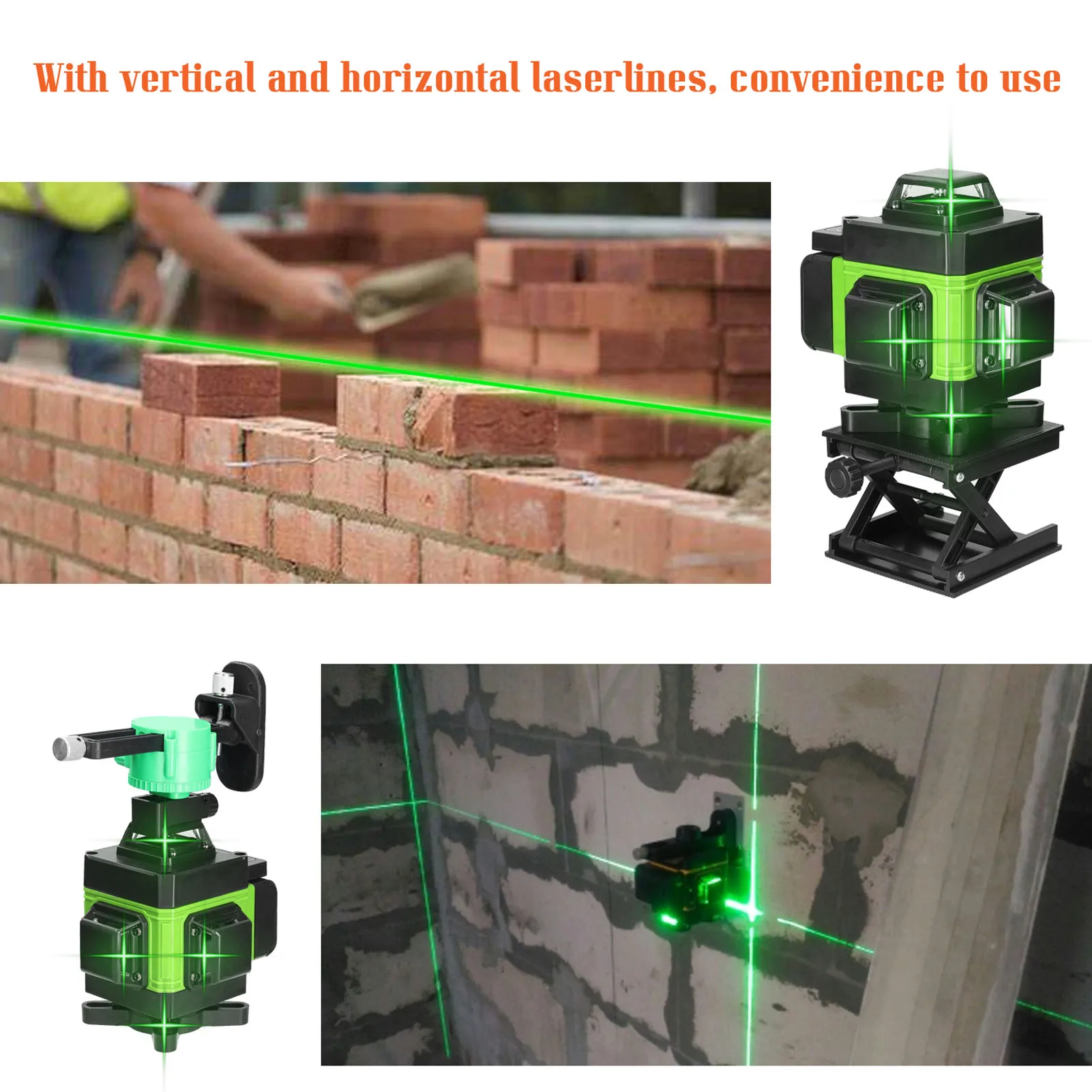 Laser Level 4D 16Lines Green Light Automatic Line-laying Construction Tools