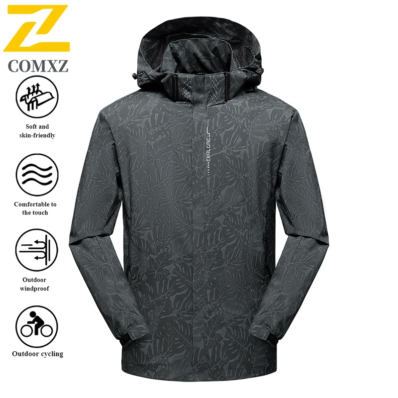 EiAO Jacket  Camo  Men Women Waterproof Windproof Detachable Hood Outdoor Coat Maple Leaf Print for Hiking Camping Fishing 2025