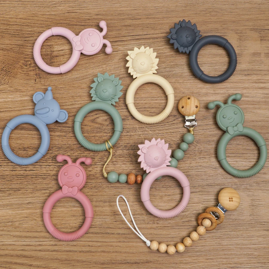 1pc Baby Teether Toy Silicone Bracelet BPA Free Cartoon Animal Shape Pendant Teething Infant Chewing Toy Molar Accessories Toys