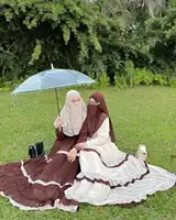 فستان عربي أنيق وعصري ذو أكمام طويلة فضفاضة بتصميم شرق أوسطي، بألوان متداخلة. 1 Middle Eastern Style Elegant and Fashionable Color-Blocked Long-Sleeved Loose Arab Dress 5