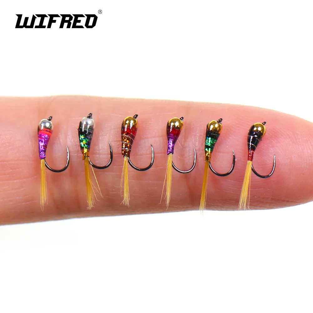 

Wifreo 4pcs/6pcs #18 Brass Bead Head Perdigon Nymphs Quick Sink Wet Fly Epoxy Euro Nymph Grayling Trout Bass Fishing Lure Baits