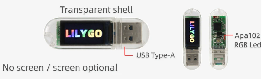 LILYGO® T-Dongle-S3 ESP32-S3 Dongle With 0.96 inch ST7735 LCD Display Screen Support WiFi BLE Hidden TF Card Development Board