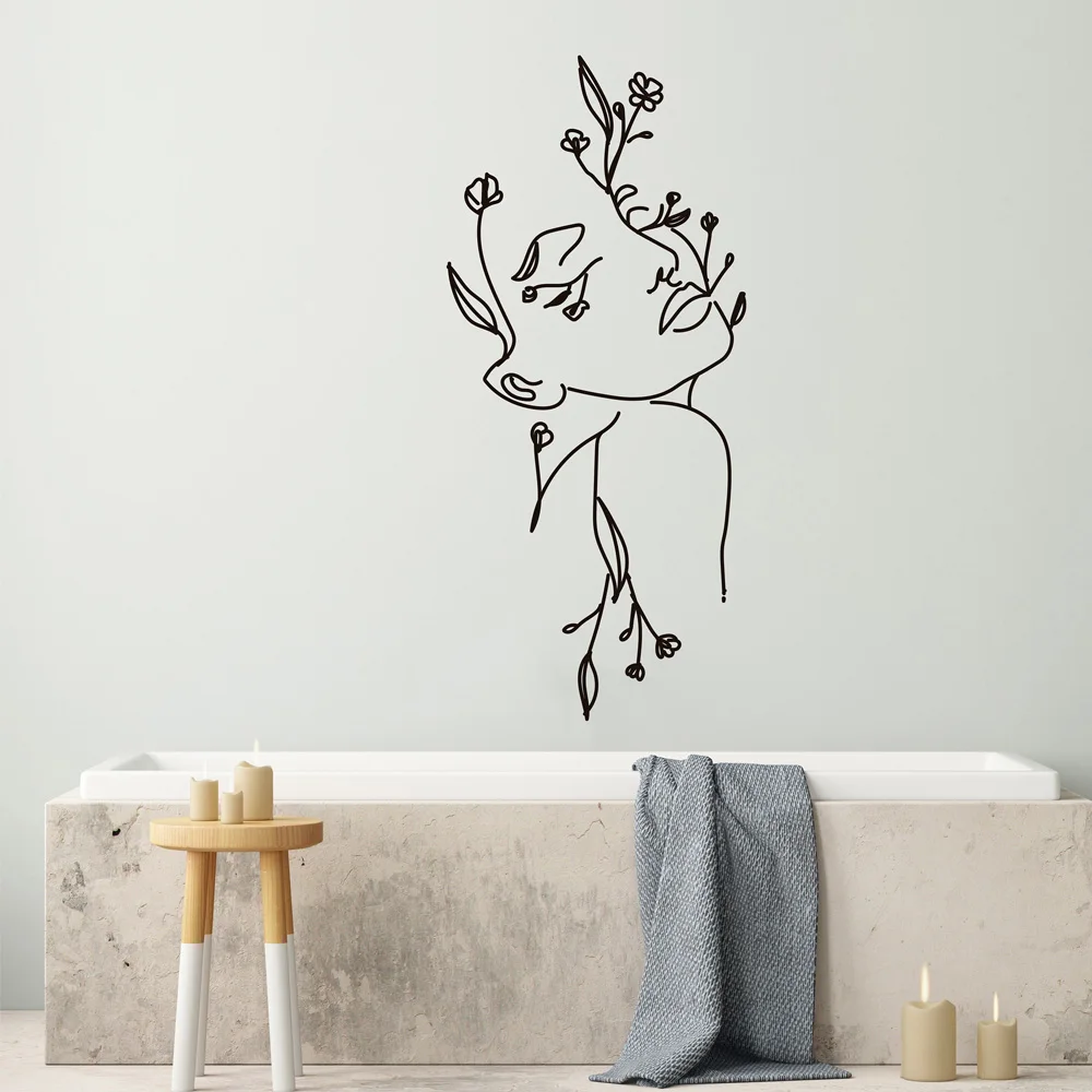 

One Line Wall Decals Beauty Wall Decal Vinyl Sticker SPA Salon Shop Decoration Home Decor Art DIY Stickers