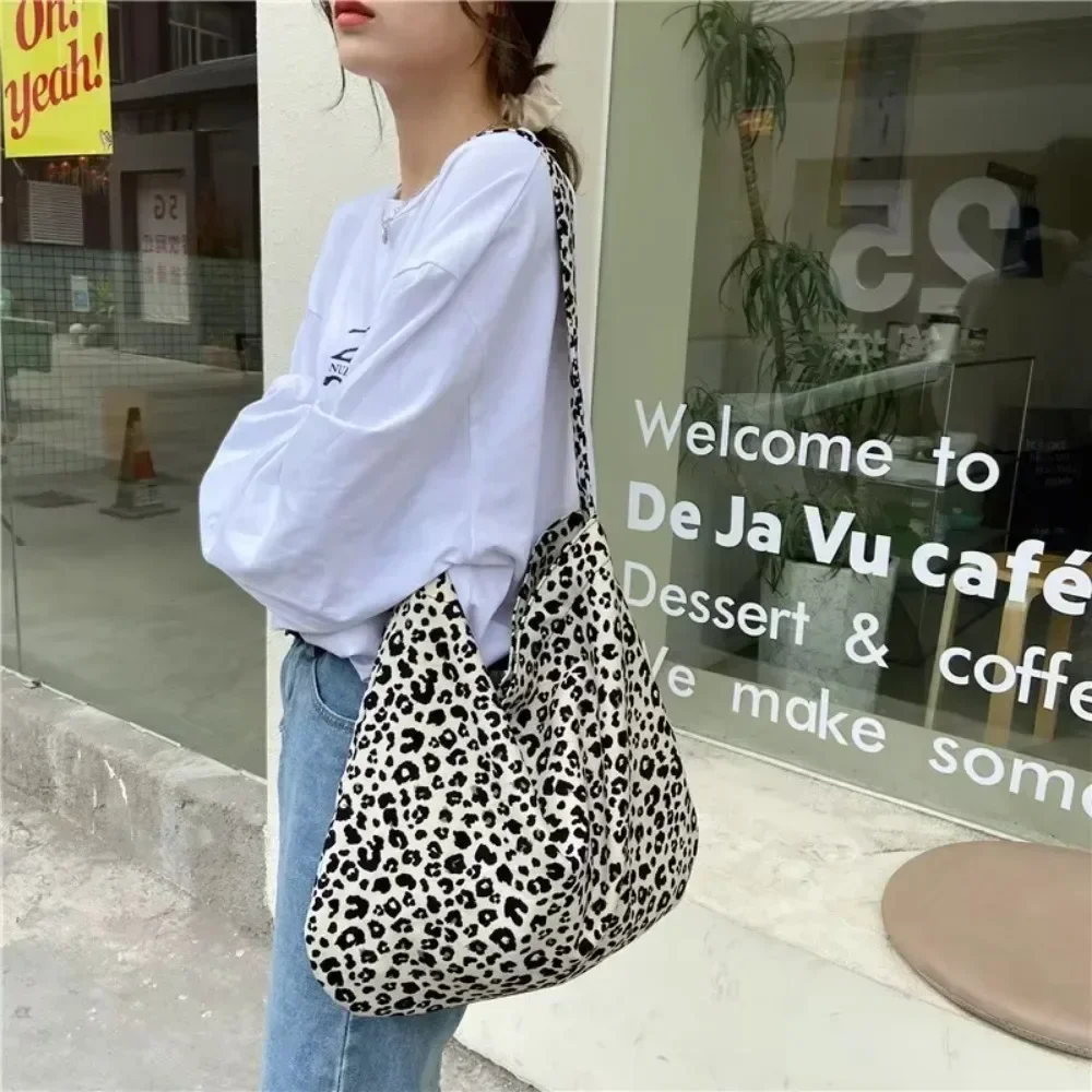 Large Capacity Shoulder Bags Shopper Canvas Fashion Harajuku Zipper Leopard Print Ulzzang Handbags shoulder bag ladies handbag canvas bag