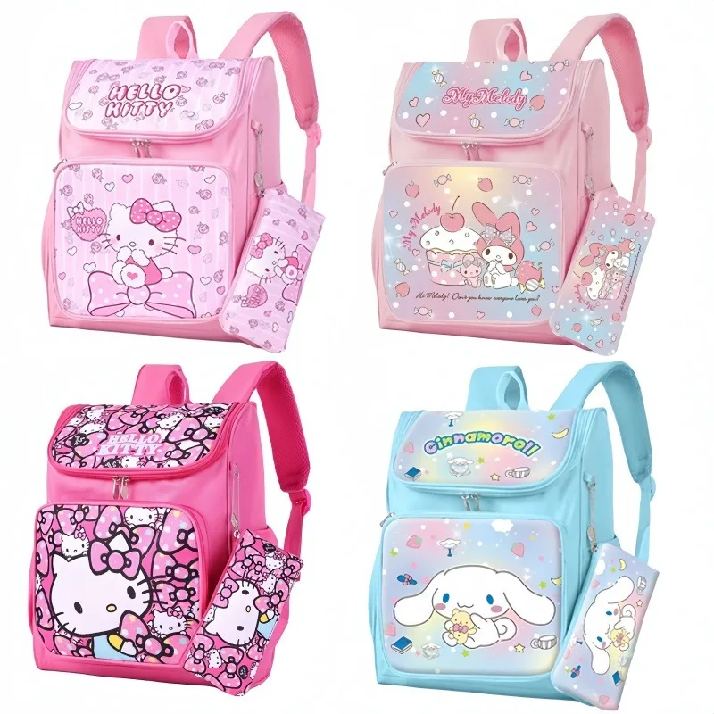 

Sanrios Cartoon Hellokittys Anime Kawaii Minimalist Student My Melody Kuromi Cute Childrens Breathable New Pen Bag Backpack Gift