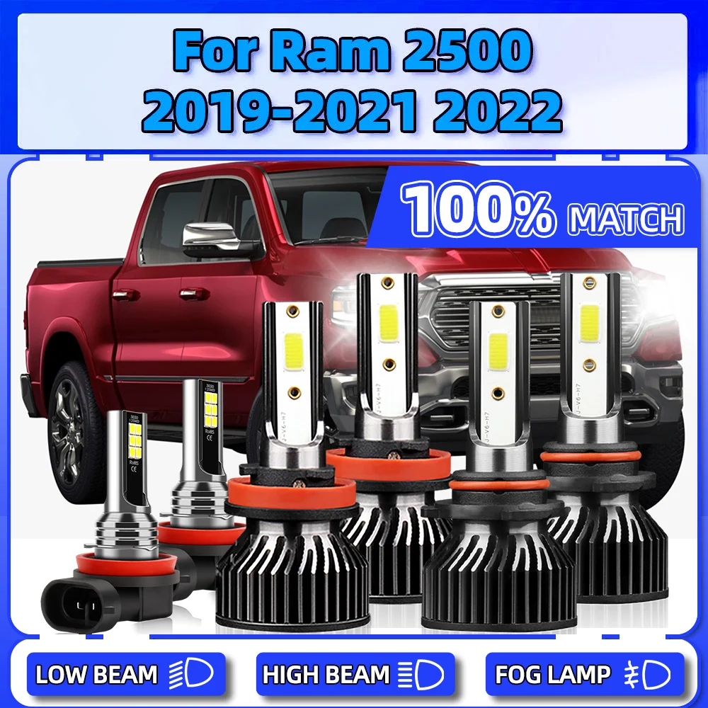 

60000LM 360W LED Headlight Bulbs 12V CSP Chips Auto Headlamps 6000K Turbo Car Fog Lights For Dodge Ram 2500 2019 2020 2021 2022