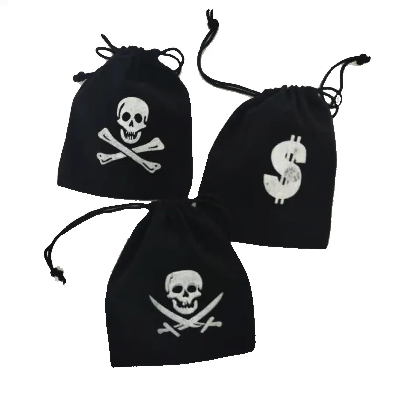 

10Pcs Pirate Strap Pocket Halloween Pirate Toys Gold Coin Cloth Bag Decoration Storage Bag Organizer Pirate Drawstring Bag