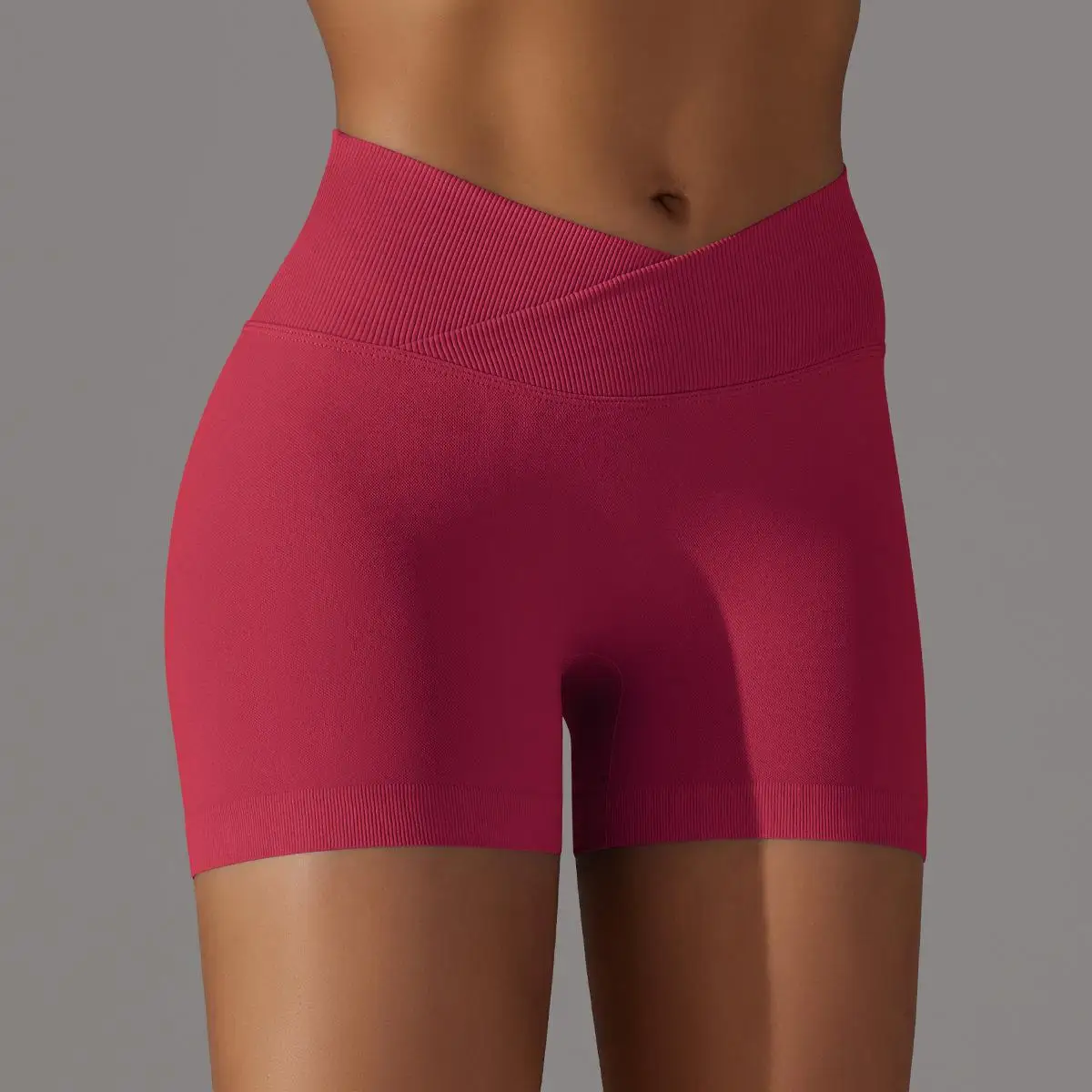 New Crossed High Waist Shorts Women Seamless Workout Tights Fitness Yoga Shorts Gym Elastic High Waisted Running Fitness