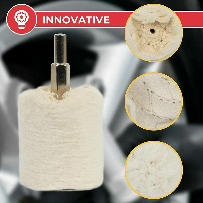 6PCS Polished Cotton Wheel Cylindrical Mushroom Cone T-shaped Waxed White Cotton Wheel Polishing Pad Mop for Car Polisher Drill car polishing pad car polish pad polishing wheel disc