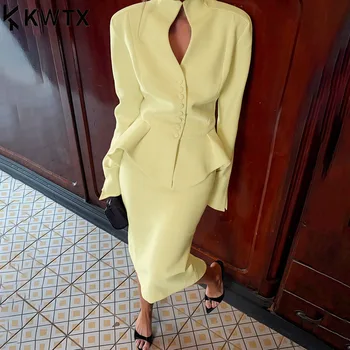 Kwtx Office Lady Suit Set Women Slim Fitted Top Pencil Skirt Elegant Chic Design 2026 New Year Collection Premium Business Wear 1