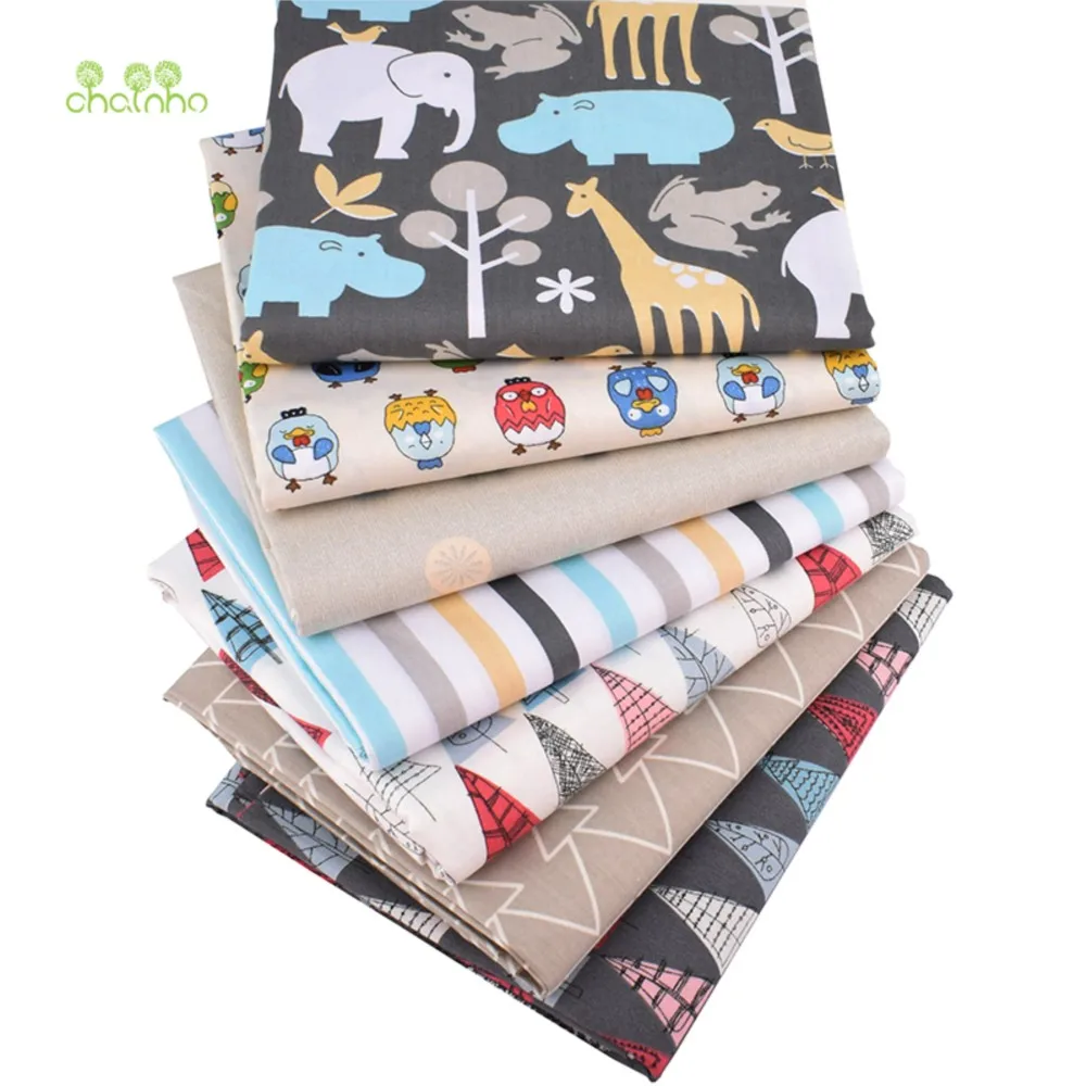 Chainho,Printed Twill Weave Cotton Fabric,DIY Sewing Quilting Material,Patchwork Cloth,Cartoon Series,7 Designs,2 Sizes,15C226