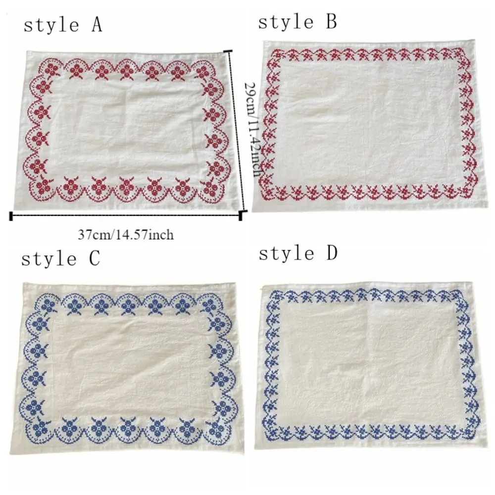 Pure Cotton Retro Embroidery Meal Mat 29*37cm Exquisite Desktop Mat Square Simple Cover Cloth Background Props