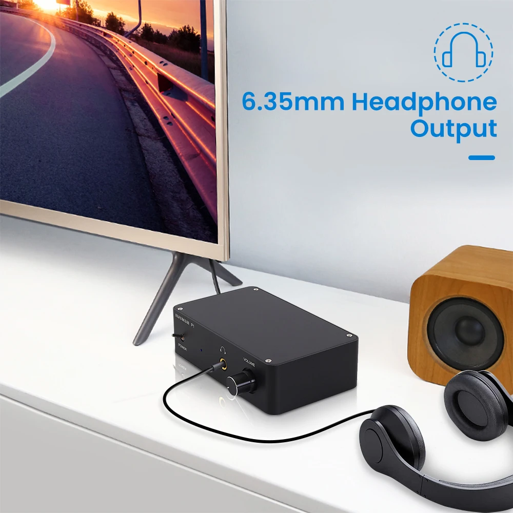 PJ.MIAOLAI P1 Mini Home Desktop Headphone Amplifier HiFi TPA6120 Audio Headphone Amp NE5532