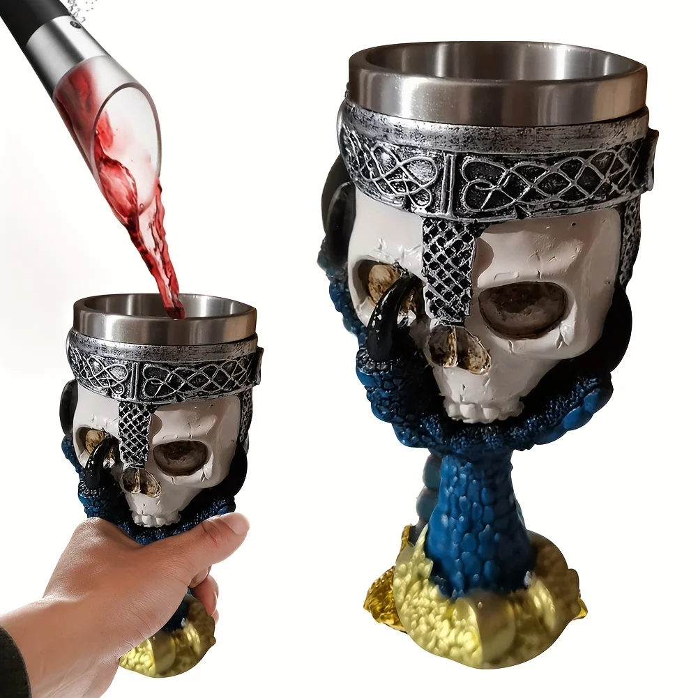 

Stainless Steel Wine Glasses, Skeleton, Dragon, Chalice Goblet, Scary, Gothic, Drinking Glasses for Bar, Club, Restaurant, Home