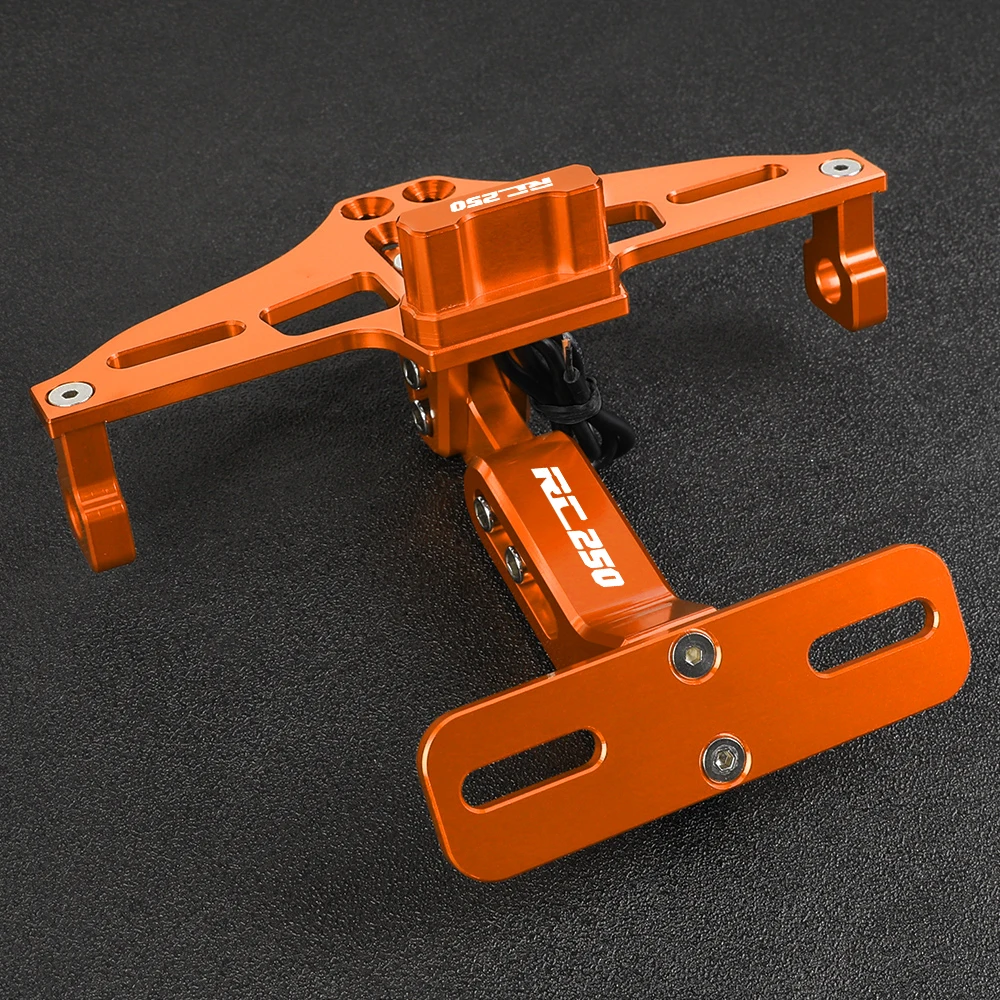 

For RC250 RC 250 2016 2017-2023 Moto Accessories Turn Signal LED Light Bracket Adjustable License Number Plate Holder Frame